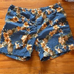 Tommy Bahama Blue and Yellow Floral Swim Shorts Size xxl